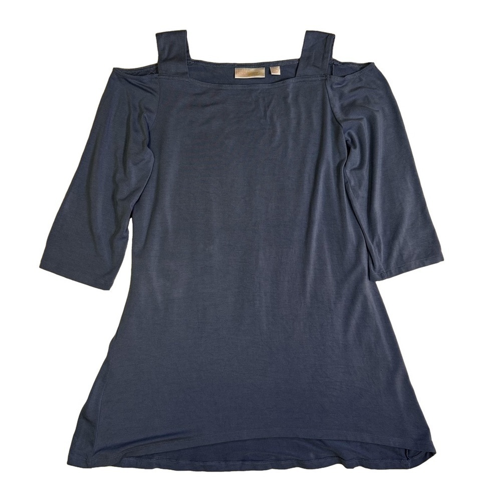 Belle Kim Gravel Blue Cold Shoulder Too Shirt Tee Size XS Short Sleeve NWOT